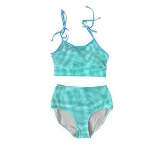 lime ricki Green Seersucker Crop Top & High Waist Bottoms Size Medium NEW
